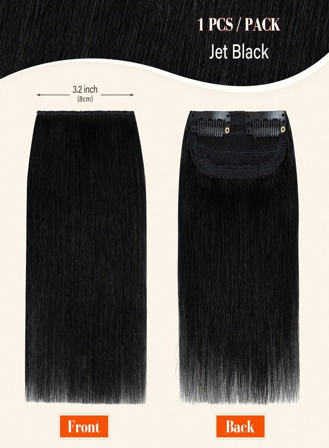 S-noilite 2PCS Short Hair Extensions Clip in Hairpieces Remy Hair For Women with Short Hair Adding Volume 20g 6Inch-Jet Black - Image 2